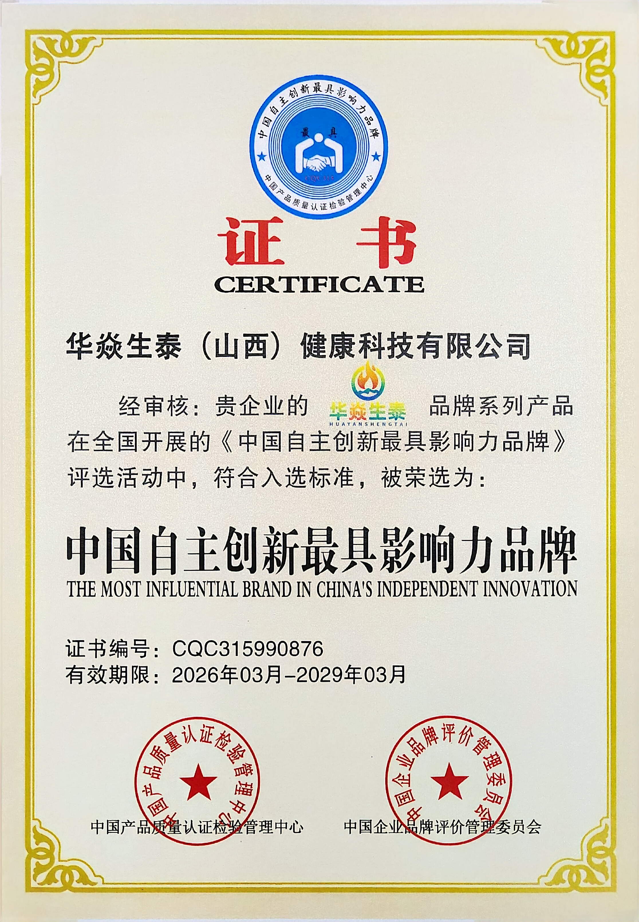 中国自主创新最具影响力品牌